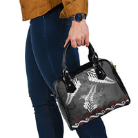 New Zealand Weka Personalised Shoulder Handbag Aotearoa Hen Silver Fern Maori Pattern