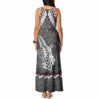 New Zealand Weka Personalised Tank Maxi Dress Aotearoa Hen Silver Fern Maori Pattern LT22 - Polynesian Pride