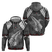New Zealand Weka Personalised Zip Hoodie Aotearoa Hen Silver Fern Maori Pattern