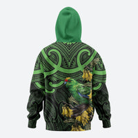 New Zealand Parakeet Bird Hoodie Maori Kakariki Kowhai Maori Pattern