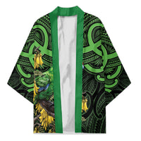 New Zealand Parakeet Bird Kimono Maori Kakariki Kowhai Maori Pattern