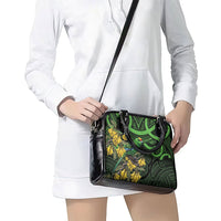 New Zealand Parakeet Bird Shoulder Handbag Maori Kakariki Kowhai Maori Pattern