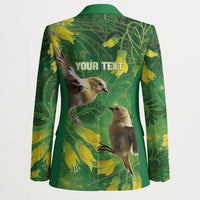 Bellbird New Zealand Personalised Blazer Kowhai Flower Maori Pattern