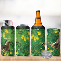 Bellbird New Zealand Personalised 4 in 1 Can Cooler Tumbler Kowhai Flower Maori Pattern