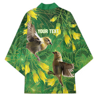 Bellbird New Zealand Personalised Kimono Kowhai Flower Maori Pattern