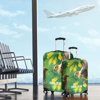Bellbird New Zealand Personalised Luggage Cover Kowhai Flower Maori Pattern
