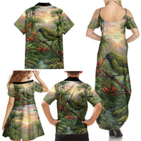 Bellbird New Zealand Personalised Family Matching Summer Maxi Dress and Hawaiian Shirt Korimako Harakeke Flower Native Forest LT22 - Polynesian Pride