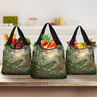 Bellbird New Zealand Personalised Grocery Bag Korimako Harakeke Flower Native Forest