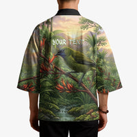 Bellbird New Zealand Personalised Kimono Korimako Harakeke Flower Native Forest