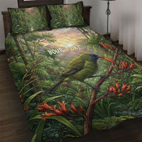 Bellbird New Zealand Personalised Quilt Bed Set Korimako Harakeke Flower Native Forest