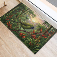 Bellbird New Zealand Personalised Rubber Doormat Korimako Harakeke Flower Native Forest