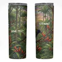 Bellbird New Zealand Personalised Skinny Tumbler Korimako Harakeke Flower Native Forest