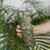 Bellbird New Zealand Personalised Skinny Tumbler Korimako Harakeke Flower Native Forest