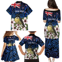Tomtit New Zealand Personalised Family Matching Puletasi and Hawaiian Shirt Miromiro Manuka Flower Maori Pattern LT22 - Polynesian Pride