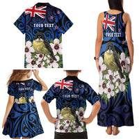 Tomtit New Zealand Personalised Family Matching Tank Maxi Dress and Hawaiian Shirt Miromiro Manuka Flower Maori Pattern LT22 - Polynesian Pride