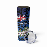 Tomtit New Zealand Personalised Skinny Tumbler Miromiro Manuka Flower Maori Pattern