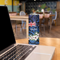Tomtit New Zealand Personalised Skinny Tumbler Miromiro Manuka Flower Maori Pattern