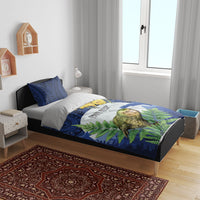 Kakapo New Zealand Personalised Bedding Set Kowhai Flower Silver Fern Maori Pattern