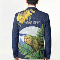 Kakapo New Zealand Personalised Blazer Kowhai Flower Silver Fern Maori Pattern