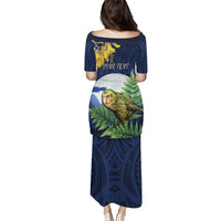 Kakapo New Zealand Personalised Family Matching Puletasi and Hawaiian Shirt Kowhai Flower Silver Fern Maori Pattern LT22 - Polynesian Pride