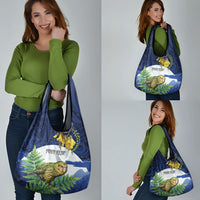 Kakapo New Zealand Personalised Grocery Bag Kowhai Flower Silver Fern Maori Pattern