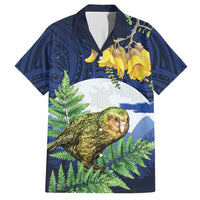 Kakapo New Zealand Personalised Hawaiian Shirt Kowhai Flower Silver Fern Maori Pattern