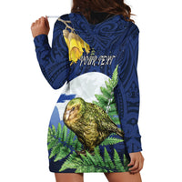 Kakapo New Zealand Personalised Hoodie Dress Kowhai Flower Silver Fern Maori Pattern LT22 - Polynesian Pride