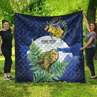 Kakapo New Zealand Personalised Quilt Kowhai Flower Silver Fern Maori Pattern