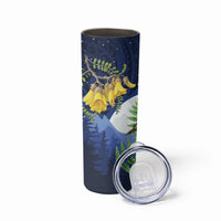 Kakapo New Zealand Personalised Skinny Tumbler Kowhai Flower Silver Fern Maori Pattern LT22 - Polynesian Pride