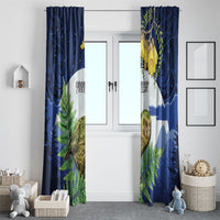 Kakapo New Zealand Personalised Window Curtain Kowhai Flower Silver Fern Maori Pattern