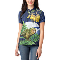 Kakapo New Zealand Personalised Women Polo Shirt Kowhai Flower Silver Fern Maori Pattern LT22 - Polynesian Pride