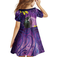 New Zealand Tui Bird Matariki Family Matching Mermaid Dress and Hawaiian Shirt Kowhai Flower Silver Fern Galaxy Maori Pattern LT22 - Polynesian Pride