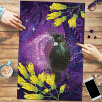 New Zealand Tui Bird Matariki Puzzle Kowhai Flower Silver Fern Galaxy Maori Pattern