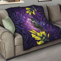 New Zealand Tui Bird Matariki Quilt Kowhai Flower Silver Fern Galaxy Maori Pattern