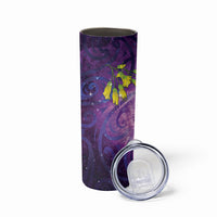 New Zealand Tui Bird Matariki Skinny Tumbler Kowhai Flower Silver Fern Galaxy Maori Pattern LT22 - Polynesian Pride