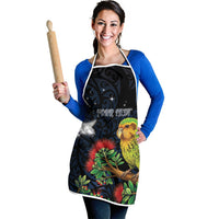 New Zealand Kakapo Matariki Personalised Apron Pohutukawa Flower Galaxy Maori Pattern