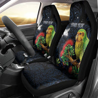 New Zealand Kakapo Matariki Personalised Car Seat Cover Pohutukawa Flower Galaxy Maori Pattern LT22 - Polynesian Pride