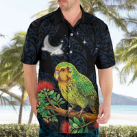 New Zealand Kakapo Matariki Personalised Hawaiian Shirt Pohutukawa Flower Galaxy Maori Pattern
