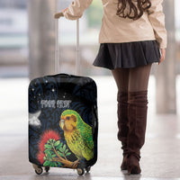 New Zealand Kakapo Matariki Personalised Luggage Cover Pohutukawa Flower Galaxy Maori Pattern