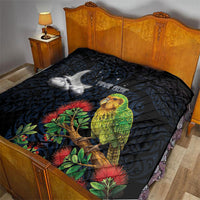 New Zealand Kakapo Matariki Personalised Quilt Pohutukawa Flower Galaxy Maori Pattern