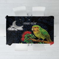 New Zealand Kakapo Matariki Personalised Tablecloth Pohutukawa Flower Galaxy Maori Pattern