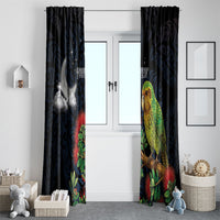 New Zealand Kakapo Matariki Personalised Window Curtain Pohutukawa Flower Galaxy Maori Pattern