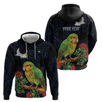 New Zealand Kakapo Matariki Personalised Zip Hoodie Pohutukawa Flower Galaxy Maori Pattern