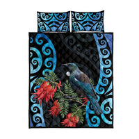 Tui Bird Kakabeak New Zealand Quilt Bed Set Clianthus Galaxy Maori Koru Pattern
