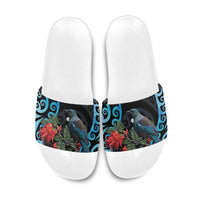 Tui Bird Kakabeak New Zealand Slide Sandals Clianthus Galaxy Maori Koru Pattern