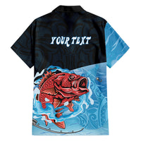 Personalised Snapper Fishing New Zealand Family Matching Off Shoulder Short Dress and Hawaiian Shirt Tamure Fish Hook Maori Pattern LT22 - Polynesian Pride