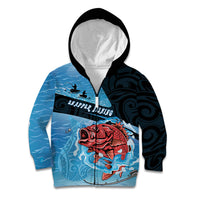 Personalised Snapper Fishing New Zealand Kid Hoodie Tamure Fish Hook Maori Pattern