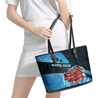Snapper Fishing New Zealand Leather Tote Bag Tamure Fish Hook Maori Pattern