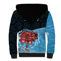 Personalised Snapper Fishing New Zealand Sherpa Hoodie Tamure Fish Hook Maori Pattern