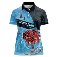 Personalised Snapper Fishing New Zealand Women Polo Shirt Tamure Fish Hook Maori Pattern